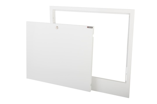 Door with a frame for built-in recesses